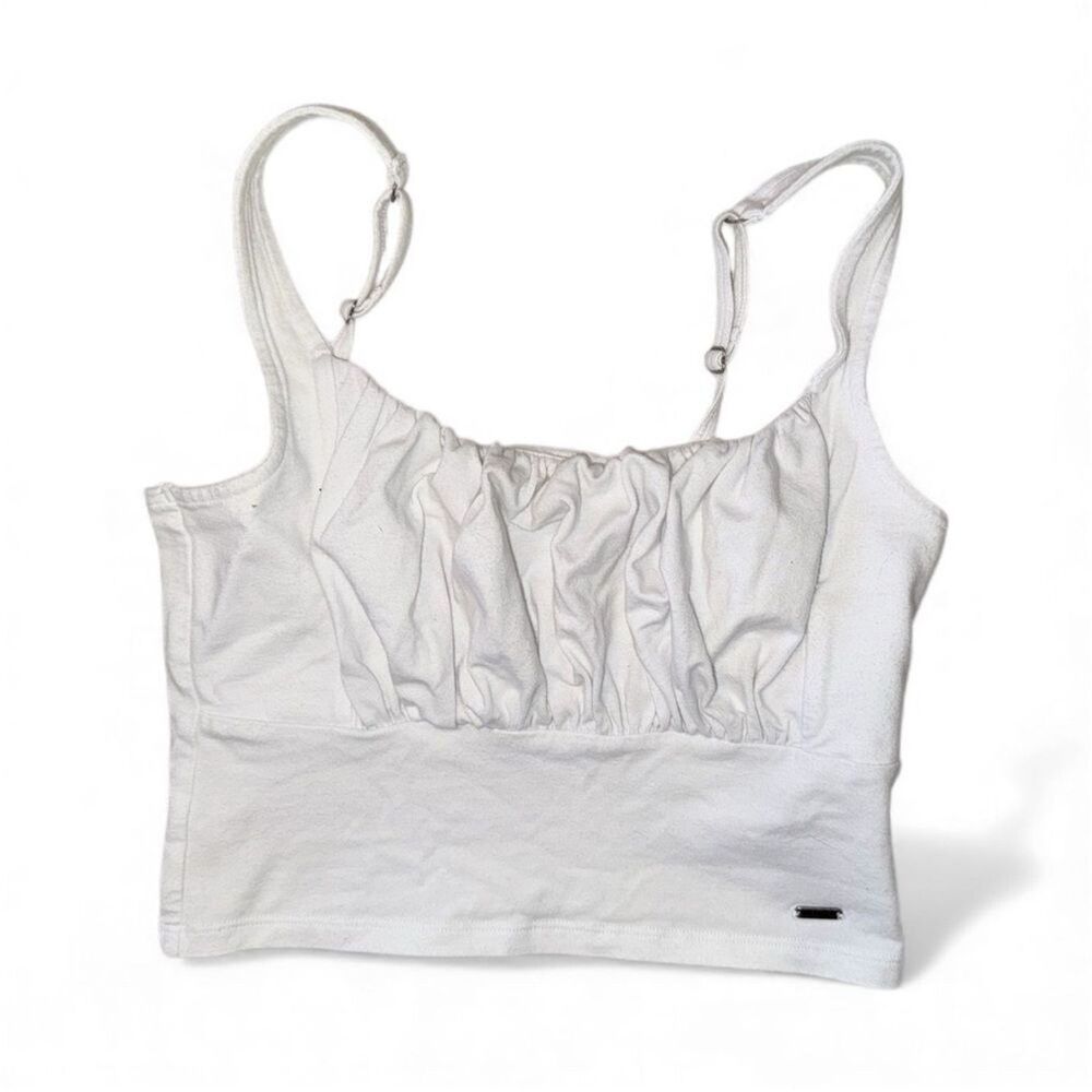 Hollister Cream Ruched Cropped Tank Top Bralette